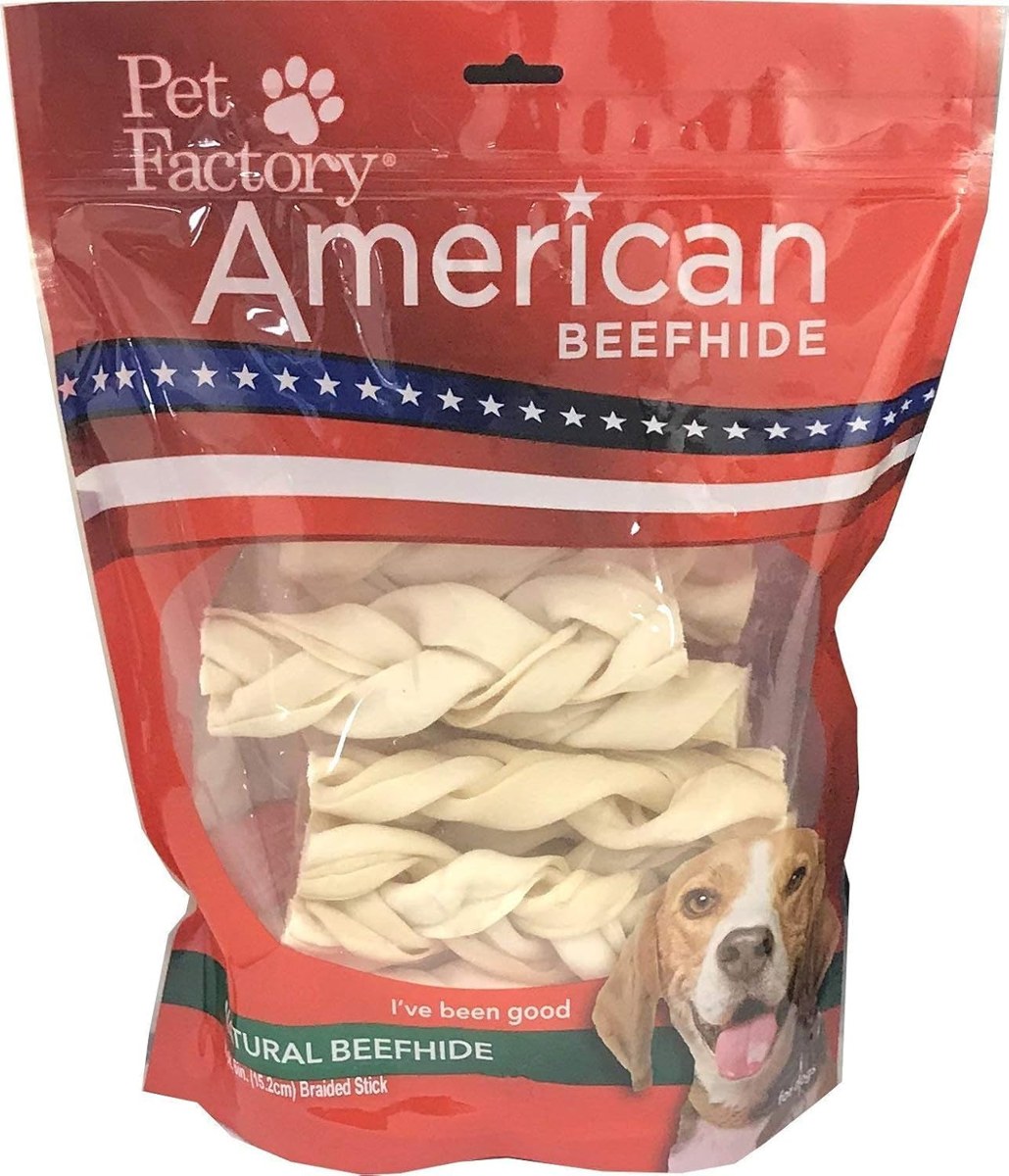 Pet Factory American Beefhide 6-Inch Braided Sticks